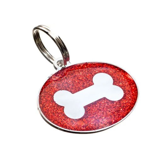 CSL Pet Tags Glitter Styled Bone Pet Tag