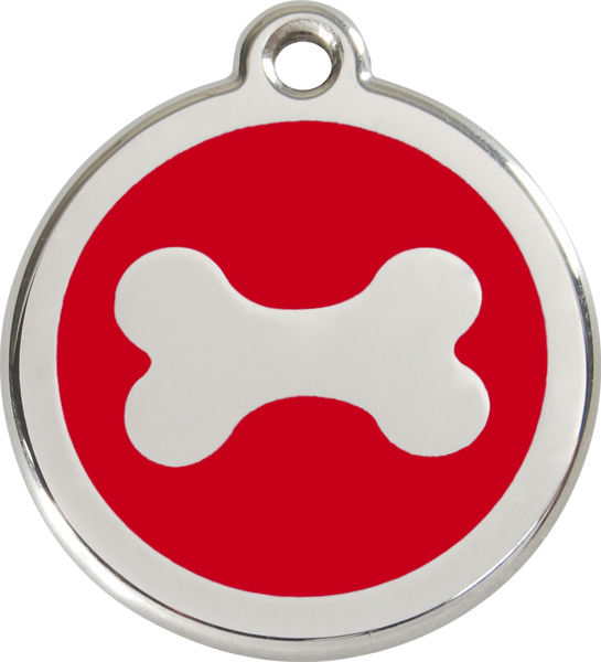 Red Dingo Enamel Dog Tag - Bone